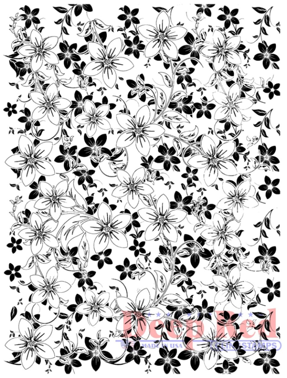 Deep Red Stamps Anemone Print Background Rubber Cling Stamp 3 x 4 inches